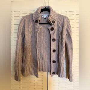 Banana Republic Petite S Lambswool Cashmere Blend Cable Knit Cardigan Sweater